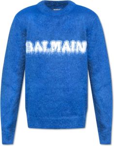 Balmain Trui met logo Blauw Heren