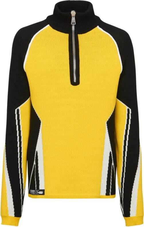 Balmain Wollen trui met geborduurd logo Yellow Heren