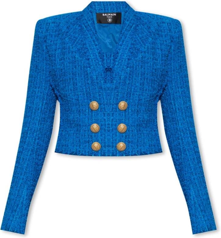 Balmain Tweed blazer Blauw Dames