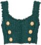 Balmain Tweed crop top Green Dames - Thumbnail 1