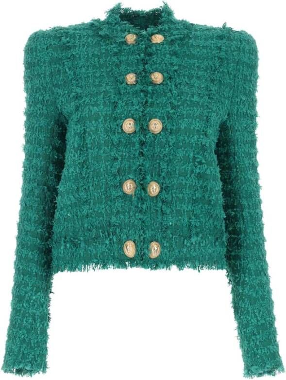 Balmain Tweed Jackets Groen Dames