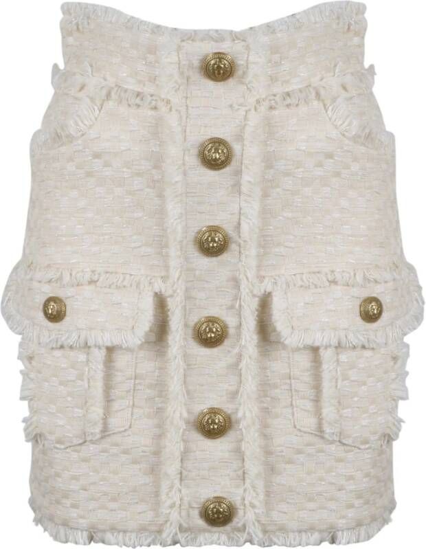 Balmain Tweed Potloodrok Beige Dames