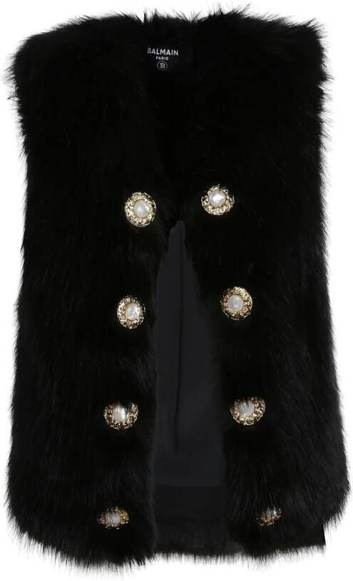 Balmain Verhoog je stijl met 10 BTN SL Faux Fur Jacket Zwart Dames