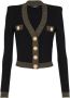 Balmain Cropped knit cardigan with gold trim Zwart Dames - Thumbnail 1