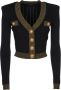 Balmain Geknipte gebreide cardigan met gouden afwerking Cropped knit cardigan with gold trim White Black Dames - Thumbnail 5