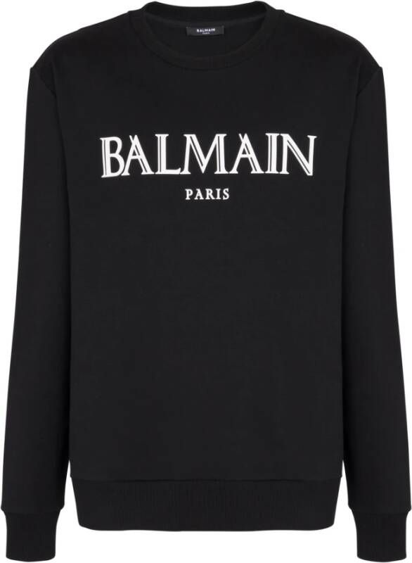 Balmain Sweatshirt met rubberen Romeins logo Black Heren