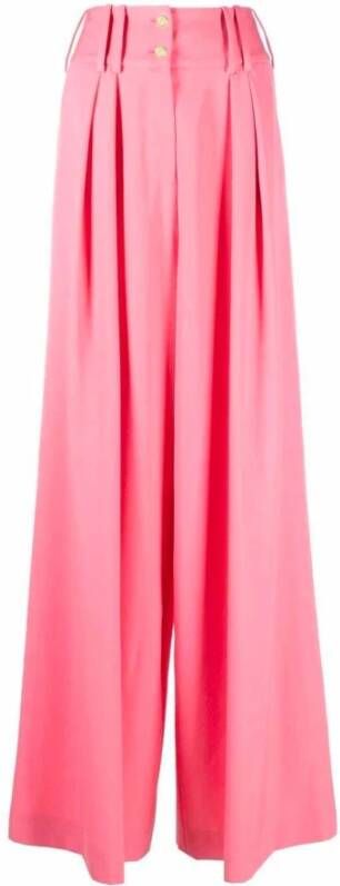Balmain Wijde broek wol hoog getailleerd gemaakt in Italië Pink Dames