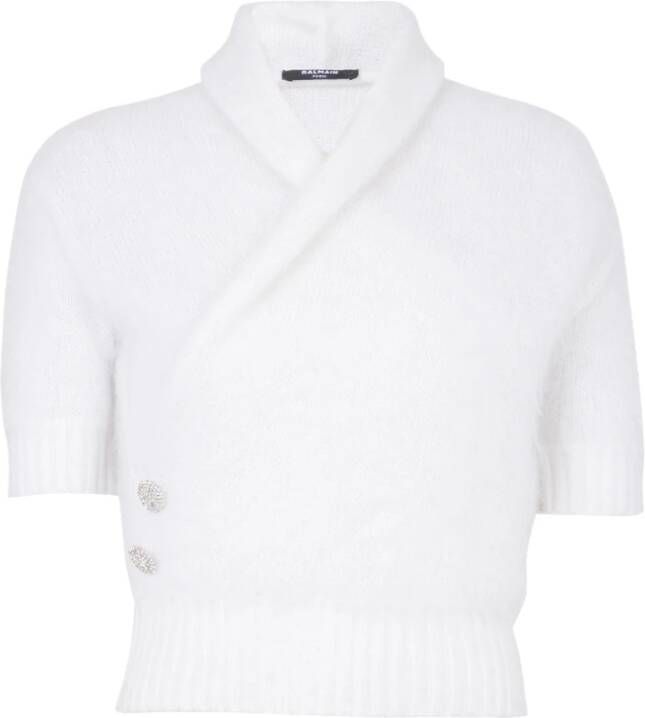 Balmain Witte Topkleding voor Vrouwen Aw23 White Dames