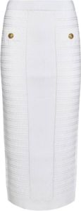 Balmain Witte Gebreide Bodycon Midi Rok Wit Dames