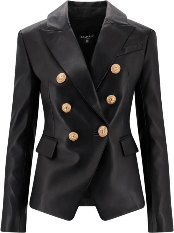 Balmain Wo Clothing Jackets Coats Black Aw23 Zwart Dames