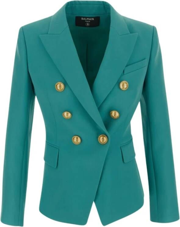 Balmain Wollen Blazer Stijlvol en veelzijdig Groen Dames