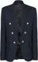 Balmain Blauwe Wol Slim-Fit Blazer met Scharlakenrode Halslijn Blue Heren - Thumbnail 1
