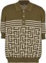 Balmain Wool polo shirt with monogram and stripes Groen Heren - Thumbnail 1