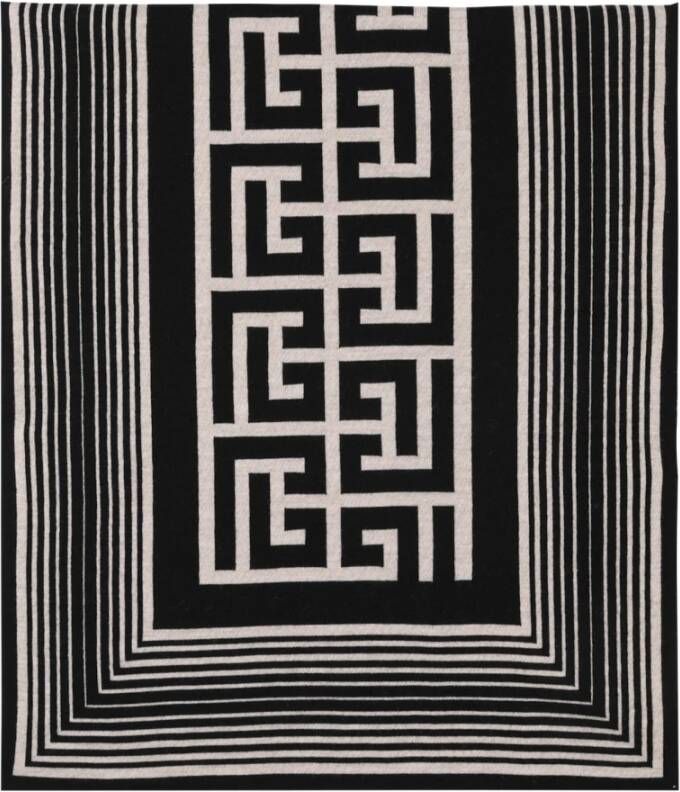 Balmain Wollen sjaal met monogrampatroon Zwart Heren