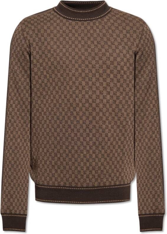 Balmain Gebreide trui met mini monogram Brown Heren