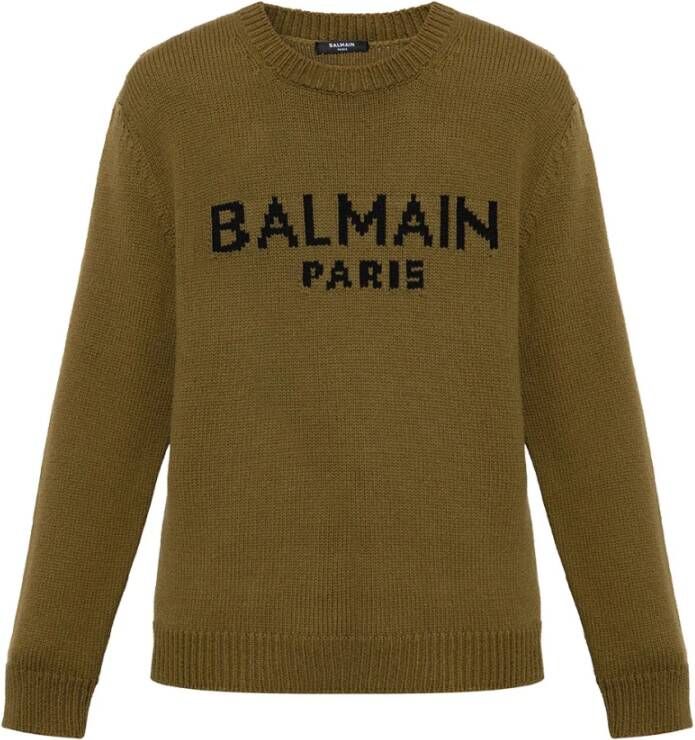 Balmain Truien met ronde hals Groen Heren