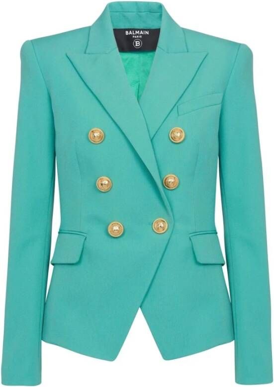 Balmain Women Clothing Outerwear Green Ss23 Groen Dames