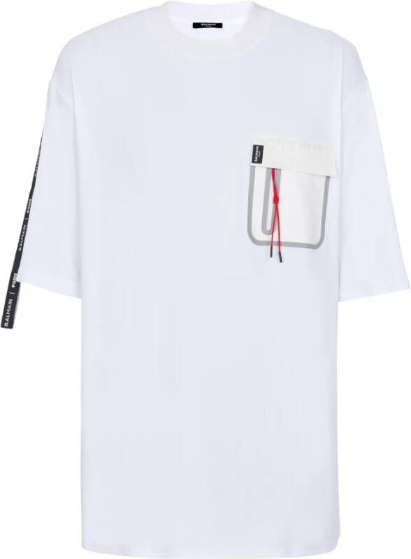 Balmain x Puma Oversized T-shirt with pocket Wit Heren