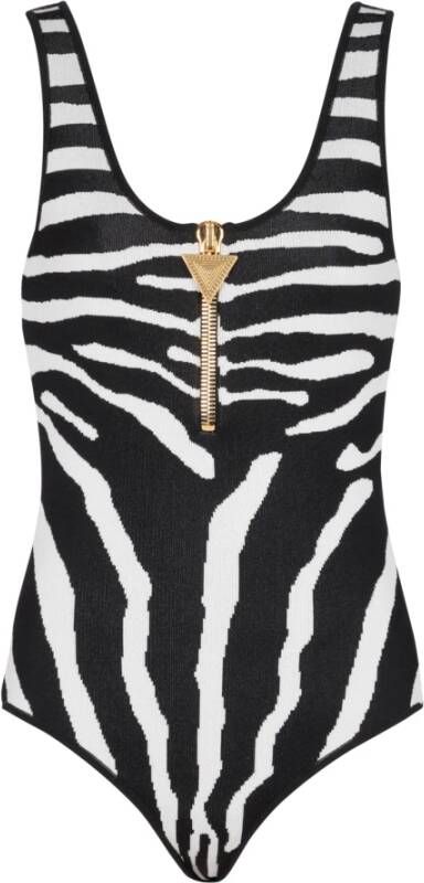 Balmain Zebra jacquard body Zwart Dames