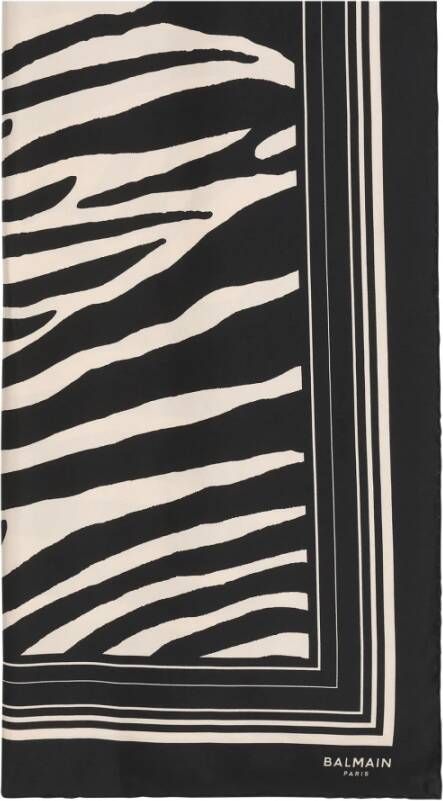 Balmain Zebra print silk scarf Zwart Dames