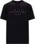 Balmain Zwart Biologisch Katoenen T-Shirt met Flock Logo Zwart Heren - Thumbnail 1
