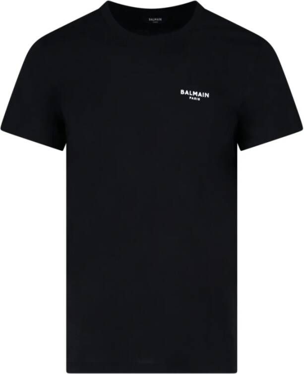 Balmain Zwart Logo-Print Biologisch Katoenen T-shirt Black Heren