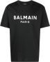 Balmain Biologisch katoenen T-shirt met wit logo print Black Heren - Thumbnail 1