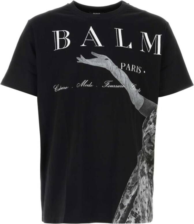 Balmain Zwarte Oversized Katoenen T-shirt Black Heren