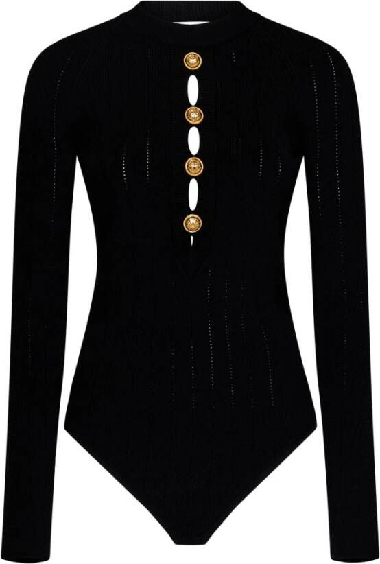 Balmain Zwarte Aw23 Dames Body Top Stijlvol en veelzijdig Zwart Dames