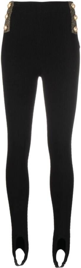 Balmain Zwarte broek met elastische tailleband Zwart Dames