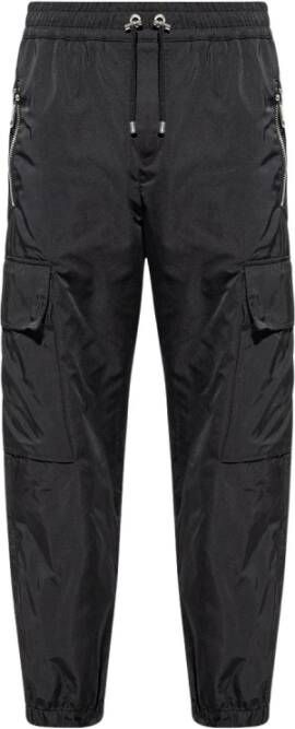 Balmain Zwarte Cargo Sweatpants met Trekkoord Taille en Elastische Manchetten Zwart Heren