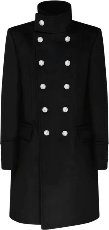 Balmain Militaire jas met middellange lengte Black Heren