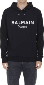 Balmain Zwarte katoenen hoodie met logo print Zwart Heren