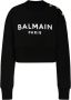 Balmain Katoenen cropped sweatshirt met logoprint Black Dames - Thumbnail 1