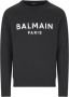 Balmain Zwarte katoenen trui met wit logo print Black Heren - Thumbnail 1