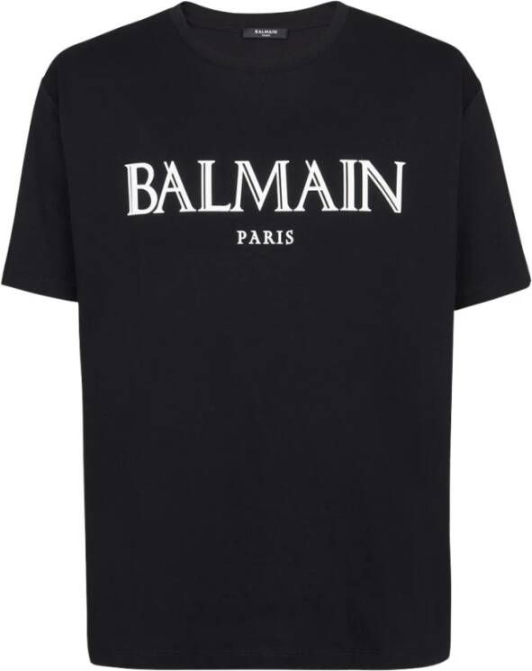 Balmain Oversized T-shirt met Rubberen Logo in Zwart Black Heren