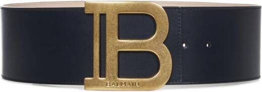 Balmain Zwarte Riemen met Gebrand Gouden Monogram B Gesp Zwart Dames