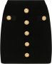Balmain Zwarte korte rok met hoge taille en gouden metalen details Zwart Dames - Thumbnail 1