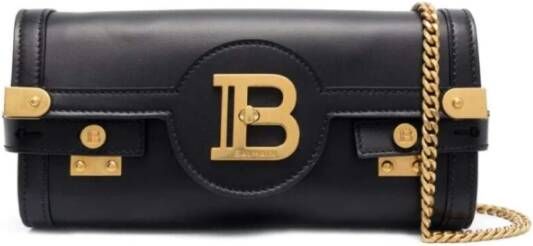 Balmain Zwarte schoudertas met schuifketting en B logo sluiting Zwart Dames