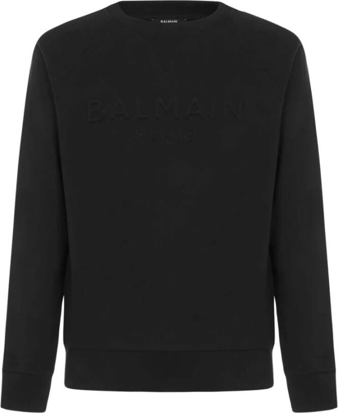 Balmain Zwarte Ss23 Katoenen Crewneck Sweatshirt Zwart Heren
