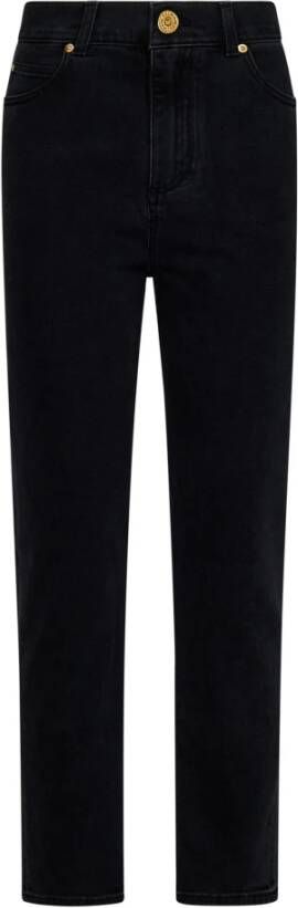 Balmain Zwarte Stretch Katoenen Denim Slim-Fit Jeans Zwart Dames