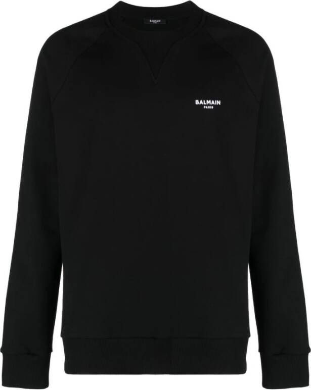 Balmain Zwarte Sweaters met Flock Design Zwart Heren