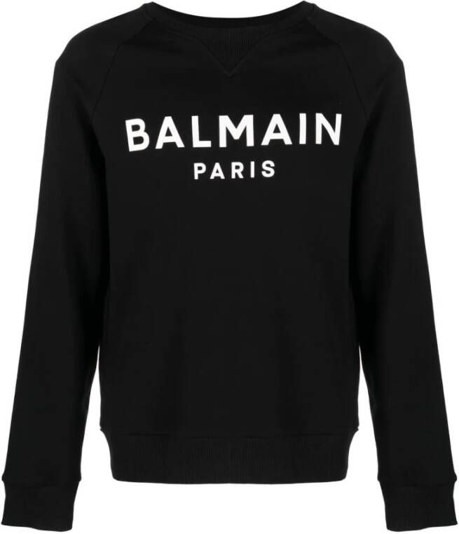 Balmain Zwarte Sweaters met Paris Logo Zwart Heren