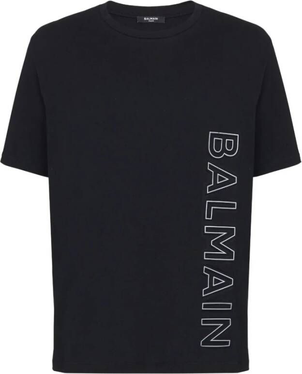 Balmain Zwarte T-shirts en Polos met XL Ingedrukt Logo Zwart Heren