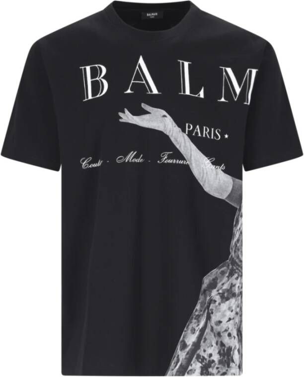 Balmain Zwart Jolie Madame Bedrukt T-Shirt Ruime Pasvorm Black Heren