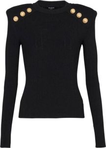 Balmain Zwarte trui met knoopversiering Zwart Dames