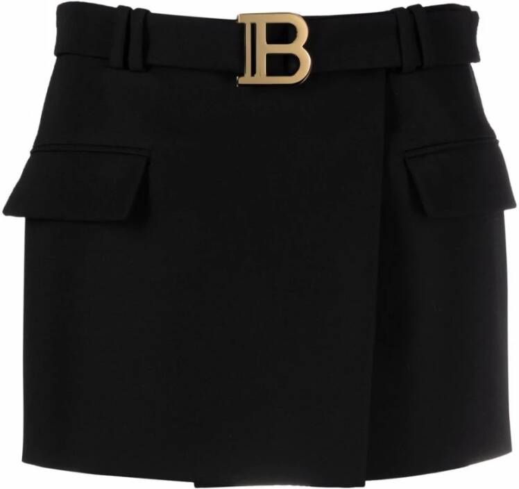 Balmain Korte rok met B-Logo Rock Zwart Dames