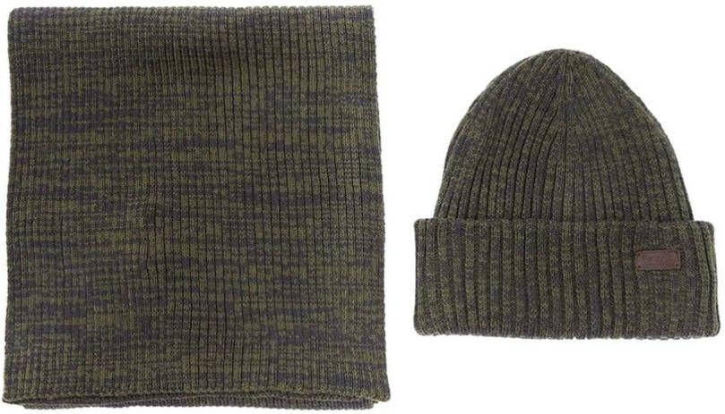 Barbour Cadeauset: Geribbelde muts en bijpassende sjaal Gray Heren