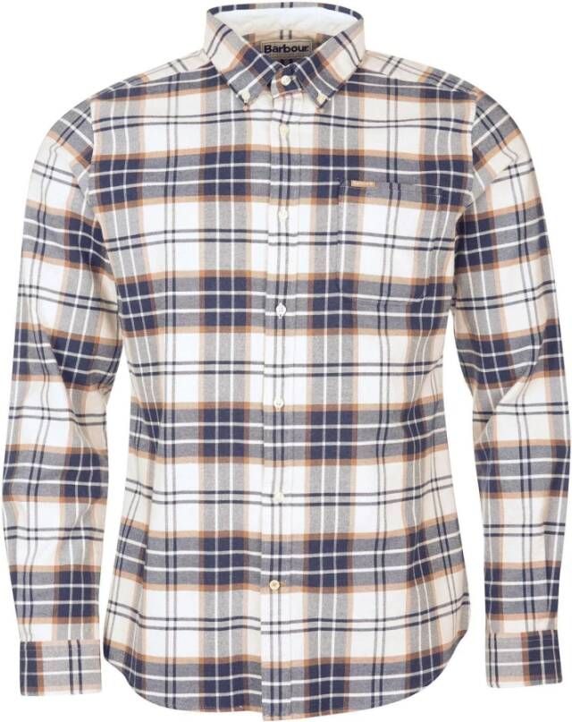 Barbour Geruit overhemd Portdown Tailored Shirt Van wit