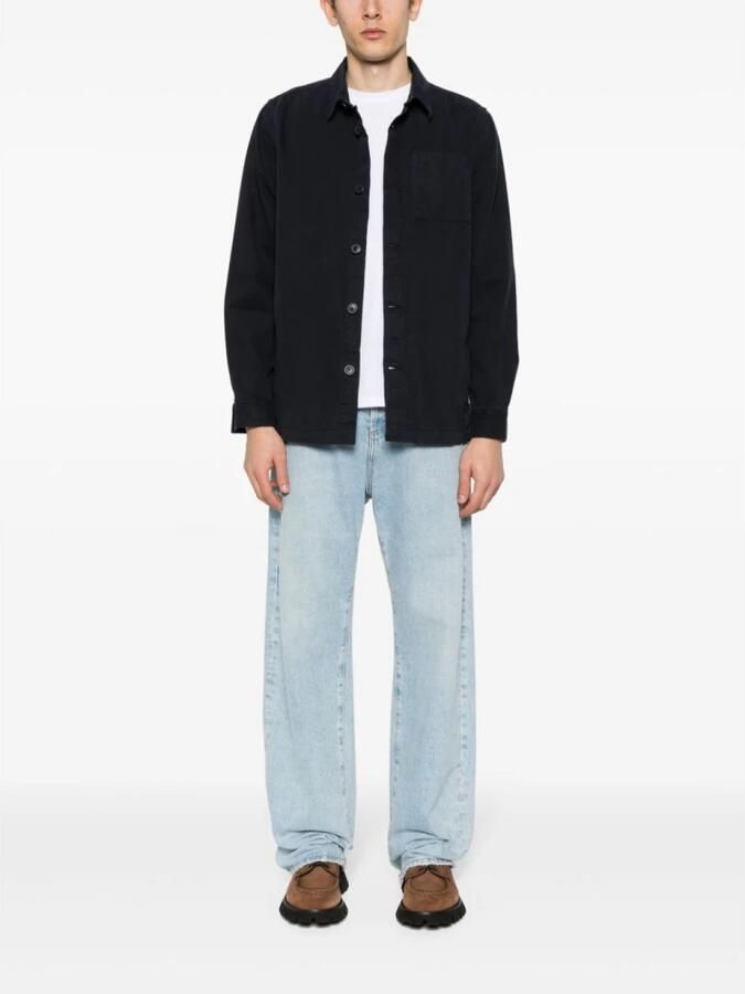 Barbour Klassiek Navy Gewassen Katoen Overshirt Black Heren